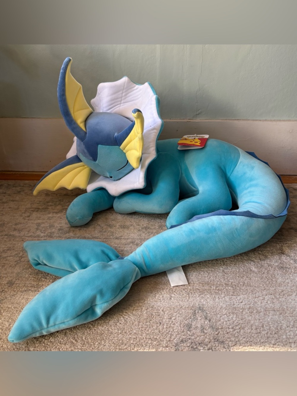 NWT Jazwares Sleeping Blue Pokémon Vaporeon Plush Stuffed